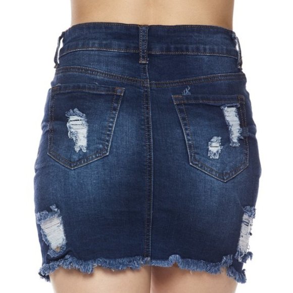 Distressed Denim Jean Skirt - Picture 5 of 5